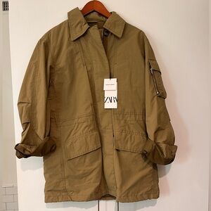 BNWT Zara Women's Khaki Military Field Jacket NEW